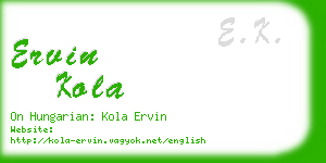 ervin kola business card